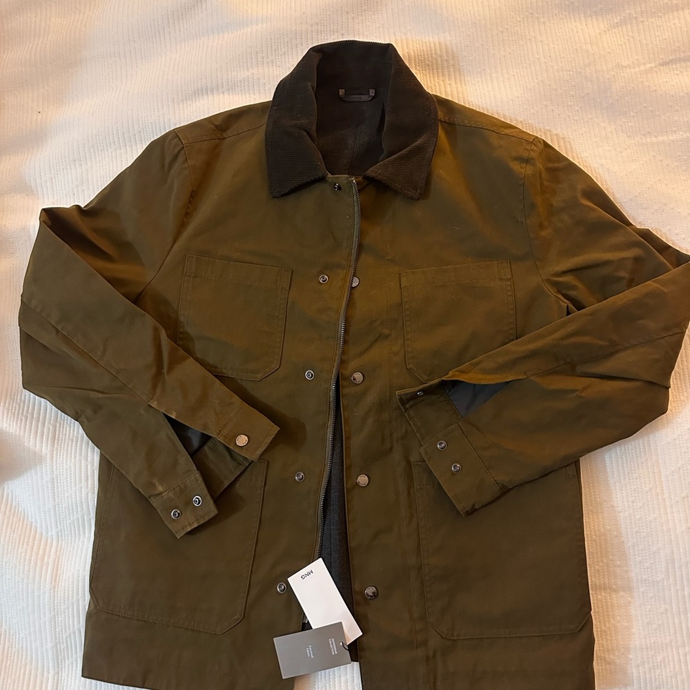 Mango Men's Dark Olive Shirt Jacket
